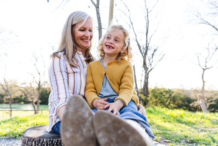 Grandmother with grandchild enjoying retirement
