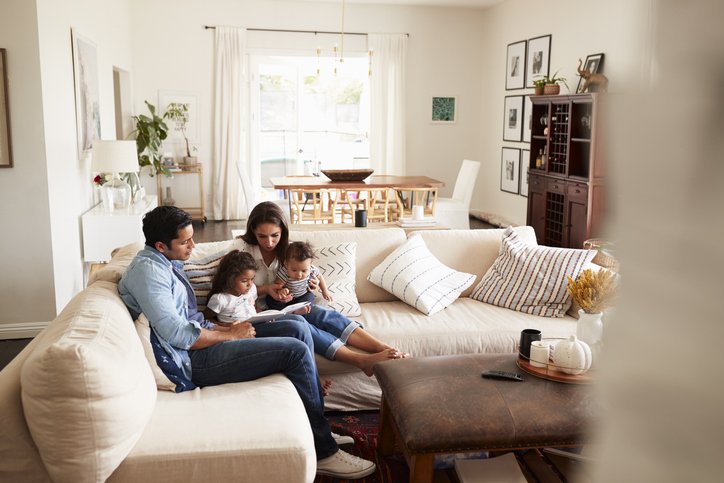 Young family at home